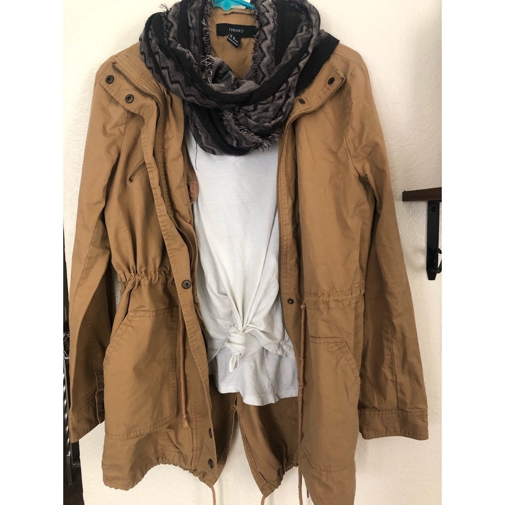 Forever 21 tan army jacket moto jacket